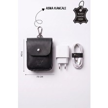 Bee Black Hakiki Deri Mini Kupe Organizer Kılıf - Şarj Aleti , Kulaklık ve Küçük Aksesuarlar Taşıma Kılıfı