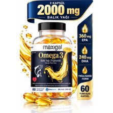 Maxigal Omega 3 Balık Yağı 2000 Mg 60 Kapsül  Takviye Edici Gıda