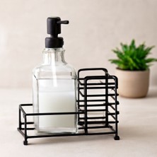 La Boom Cam Sıvı Sabunluk 500 ml Siyah Metal Stand Pompa