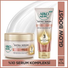 Arko Nem Extra Serum Glow Boost Ton Eşitleyici & Aydınlatıcı Cilt Bakım Kremi Seti Skualen Yağlı 300+75 ml