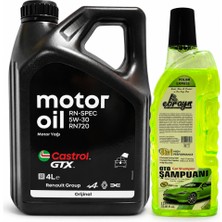 Castrol Motor Yağı Gtx 5W-30 RN720 4 Litre + Oto Şampuan 1000 ml