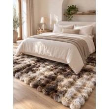 Hoom Rugs Rabbit 420 Multi Kahve Çift Renkli Peluş Halı