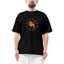 Z zepplin Aslan Burcu Modern Oversize Siyah Tişört