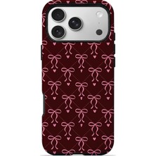 Piyasa Sepeti iPhone 17 Pro Max Vorian Magsafe Çift Katmanlı Burgundy Bow Grid Kılıf