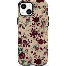 Piyasa Sepeti iPhone 14 Plus Vorian Magsafe Çift Katmanlı Bordo Botanik Kılıf