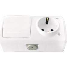 De-Pa 83102 Nemliyer Sıvaüstü Topraklı Priz ve Anahtar Beyaz 16A 220-250V