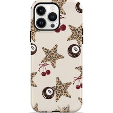 Piyasa Sepeti iPhone 13 Pro Vorian Çift Katmanlı Kirazlı Leopar Yıldız Kılıf