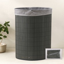 La Boom Bambu Üçgen Kirli Çamaşır Sepeti 35X60 cm - Kapaklı, Kumaş Torbalı