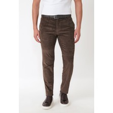 Efor Comfort Fit Yan Cepli Dikine Fitilli Esnek Kahverengi Kadife Pantolon P 1235