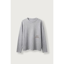 Abluka Online Erkek Boxy Fit Bisiklet Yaka Yıkamalı Baskılı Sweatshirt Bebek Mavi