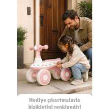 Ata Home Ilk Arabam Çocuk Bisikleti 4 Tekerlekli Dengeli ve Güvenli Tasarım Ses Yapmayan Kauçuk Tekerlekli – 2-5 Yaş – Pembe