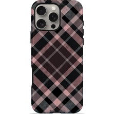Piyasa Sepeti iPhone 16 Pro Max Vorian Magsafe Çift Katmanlı Pudra Siyah Ekose Kılıf