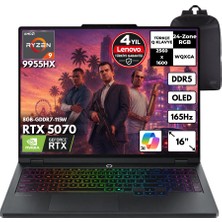 Lenovo Legion Pro5 16AFR10 Ryzen 9-9955HX 48 -Gbddr5 2 Tbssd RTX5070 (8GB-GDDR7-115W) 16" Wqxga OLED 165Hz Windows 11 Pro + Hmf Sırt Çantası 83F2001XTRHMF19