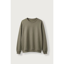 Abluka Online Erkek Oversize Şardonlu Basic Sweatshirt Haki