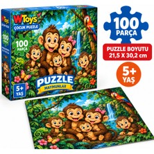 Sevimli Maymun Ailesi 100 Parça Puzzle