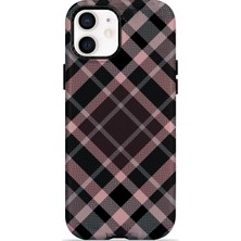Piyasa Sepeti iPhone 12 Vorian Çift Katmanlı Pudra Siyah Ekose Kılıf