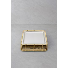 Yaren Style Royal Corda Paslanmaz Çelik Döküm Çerçeveli Sunum Tepsisi 22X22 cm - 6'lı Set