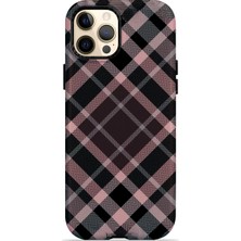 Piyasa Sepeti iPhone 12 Pro Max Vorian Magsafe Çift Katmanlı Pudra Siyah Ekose Kılıf