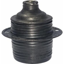 E27 Metal Dişli Siyah Duy - Porselen Iç Yapılı Vintage Lamba Duyu