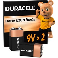 Duracell Basic 9 Volt Tek Kullanımlık Pil 2 Adet Alkalin Uzun Ömürlü Güç Kaynağı