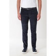 Efor Comfort Fit Yan Cepli Dikine Fitilli Esnek Lacivert Kadife Pantolon P 1235