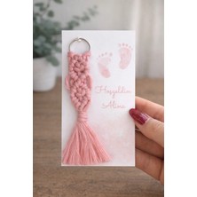 Tasarım 10 Adet Kartlı Paketli Pembe Makrome Anahtarlık