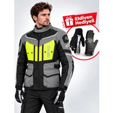 Kıyak Moto Neon Sarı 4 Mevsim Korumalı Motosiklet Montu Rider Set – Eldiven Hediyeli 2XL