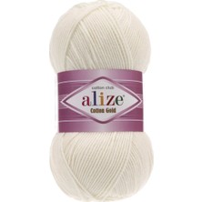 Alize Cotton Gold 62 Açık Krem Örgü İpi %55 Pamuk - %45 Akrilik Renkli Klasik İplik