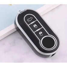 Autohan Keys Siyah Gümüş Nano Anahtar Kılıfı, 3 Tuşlu Koruyucu Kılıf, Doblo Ducato 500 Lancia Modelleri Için, Otomobil Anahtarı Koruma Kılıfı