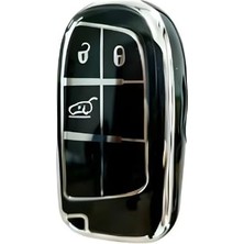 Autohan Keys Lüx Egea Cross, 500X, 500L Uyumlu Anahtar Kılıfı, 3 Buton Nano Tasarım, Siyah Gümüş Renk