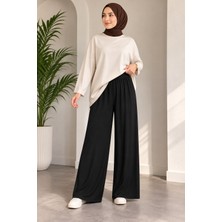 Özne Butik Büyük Beden Bol Paça Likralı Penye Pantalon