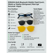 Esrada Akıllı Bluetooth Gözlük | Sesli Çeviri, Müzik ve Telefon Görüşmesi | Mavi Işık Korumalı- Klıpslı ES220 C06 51