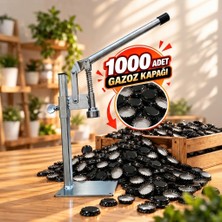Morpanya Gazzel Şişe Kapatma Aleti Gazoz Soda Şişesi Taç Kapak Makinası + 1000 Adet Kapak
