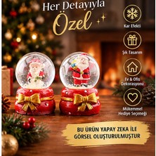 Kesene 2 Li Noel Baba Fiyonk Temalı 2027 Yeni Yıl Yılbaşı Işıklı Kar Küresi Çiftli Set Yılbaşı Hediyesi 6cm