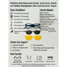 Esrada Akıllı Bluetooth Gözlük | Sesli Çeviri, Müzik ve Telefon Görüşmesi | Mavi Işık Korumalı- Klıpslı ES220 C01 50