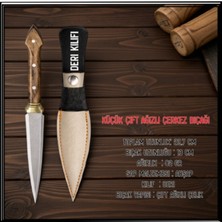 Savex Uyguna-Yakala Deri Kılıflı - Ahşap Sap Küçük Çift Ağızlı Çerkez BIÇAĞI-BIC.030