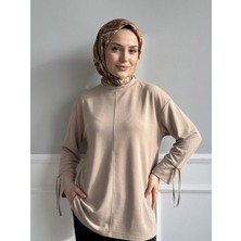 Miostil Kol Biye Detay Pike Tunik-Bej