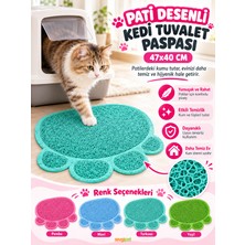 Pati Desenli Kedi Tuvalet Paspası 47X40 cm (Kum Tutucu, Kaymaz Tabanlı Pratik Kedi Kumu Önü Paspası)