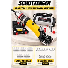 SCHUTZENGER 5 Takım Bıçak Hediye Adaptörlü Koyun Kırkma Makinesi Çelik Isınmaz Metal Şanzıman Profesyonel Sarı