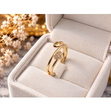 Terragolds Çelik Gold Renk Zirkon Taş Detay Kalp Model Kadın Yüzük