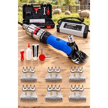 SCHUTZENGER 6 Takım Bıçak Hediye Adaptörlü Koyun Kırkma Makinesi Çelik Isınmaz Metal Şanzıman Profesyonel Mavi
