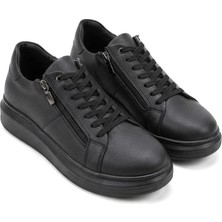 Zerenyus ZRJ155 Yüksek Kalite Fermuarlı Erkek Casual Sneaker - Siyah