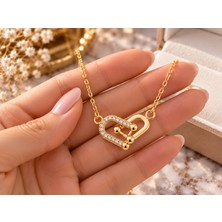 Terragolds 316L Çelik Gold Renk Zirkon Taşlı Model Kadın Kolye