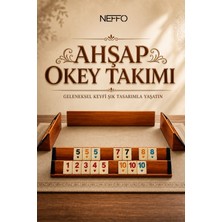 Neffo Ahşap Cilalı Okey Takımı Ağaç Istaka Melamin Taşlı Kahveci Hobi Oyun Seti