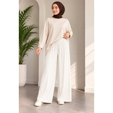 Özne Butik Büyük Beden Bol Paça Likralı Penye Pantalon