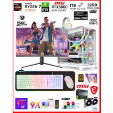 Zeiron Warrior Eagle X55 White Pro Ryzen 7 5700X - Gigabyte A520M-K V2 32GB 1TB M.2 SSD⚡MSI RTX5060⚡27" 240Hz Sıvı Soğutmalı Premium Oyuncu Bilgisayar