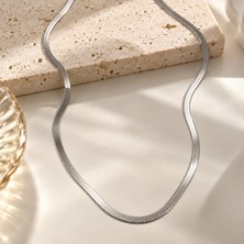 Terragolds 316L Çelik Silver Renk 45 cm Italyan Zincir Model Kadın Kolye