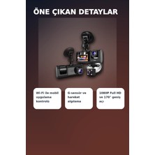 Eco Lounge 1080P Full Hd 3 Kameralı Wi-Fi Destekli Araç Içi Yol Kayıt Kamerası 170 Derece Geniş Açı