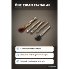 Eco Lounge 5 Parça Profesyonel Makyaj Fircasi Seti - Sarı Renk Kozmetik Far Allik Fondoten Fircasi BX-313425