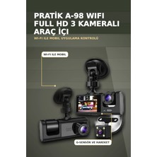 Eco Lounge 1080P Full Hd 3 Kameralı Wi-Fi Araç Içi Kayıt Cihazı ve Park Modlu Güvenlik Kamerası Seti